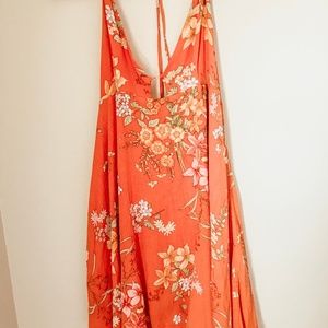 Lulus Floral Coral Swing Dress
